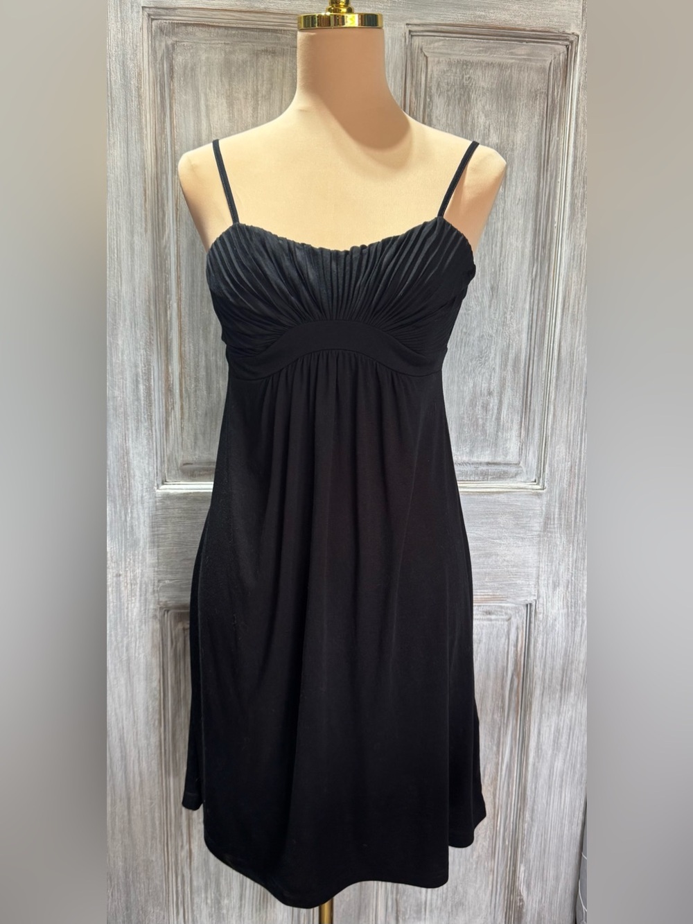 New H&M Black Ruched Sweetheart Adjustable Spaghetti Strap Jersey Dress (Size 8)